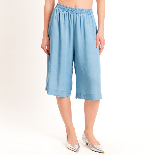 Tensione in-Bermuda chambray elastico in vita - denim