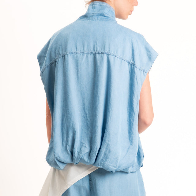 Tensione in-Gilet chambray tasca paillettes - denim chiaro