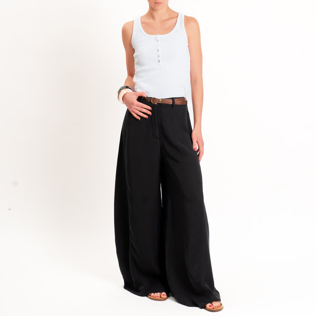 Tensione in-Pantalone wide leg in tencel - nero
