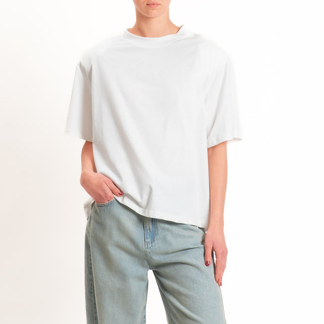 Tensione in-T-shirt girocollo con spalline - panna