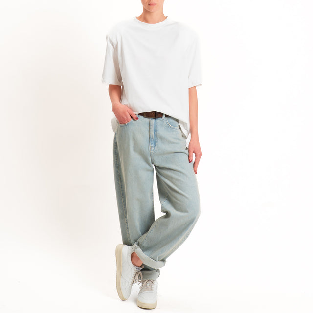Tensione in-T-shirt girocollo con spalline - panna