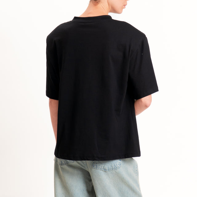 Tensione in-T-shirt girocollo con spalline - nero