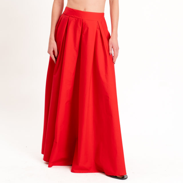 Tensione in-Gonna popeline elastico dietro - rosso