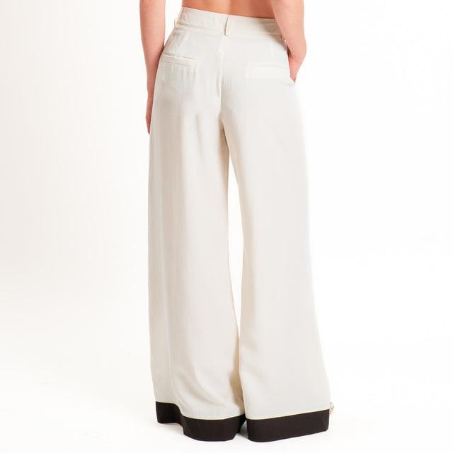 Tensione in-Pantalone wide leg bicolore - panna/moro