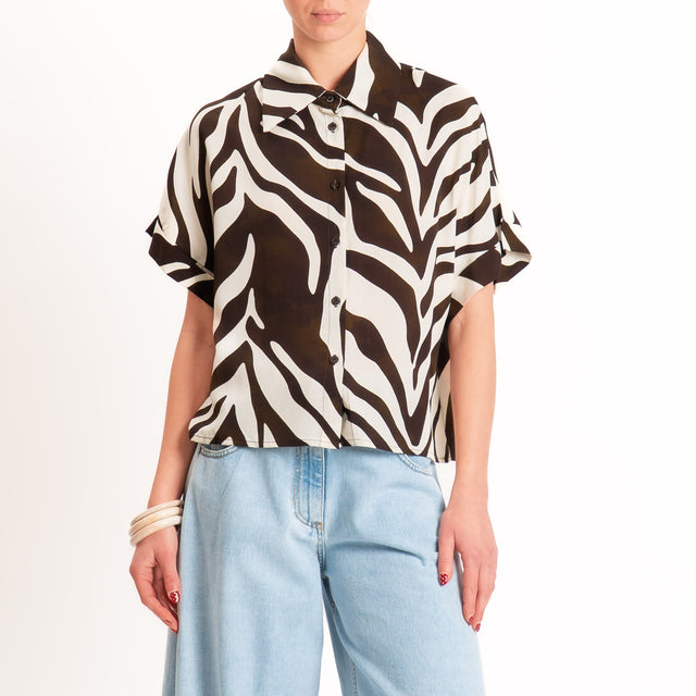 Tensione in-Camicia fantasia mezza manica - moro/burro