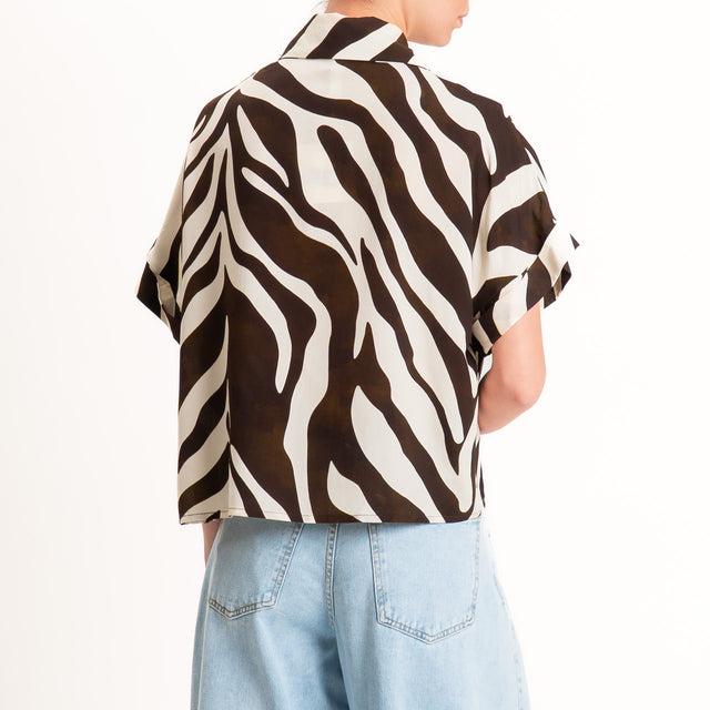 Tensione in-Camicia fantasia mezza manica - moro/burro