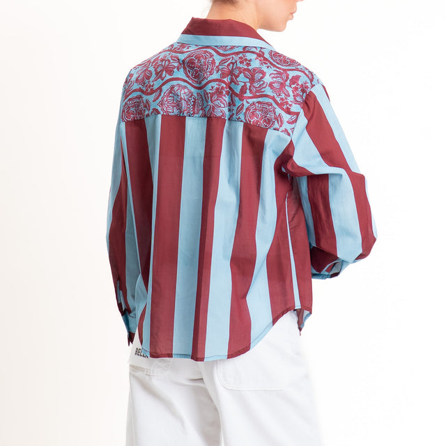 Tensione in-Camicia mussola a righe fantasia - india/celeste