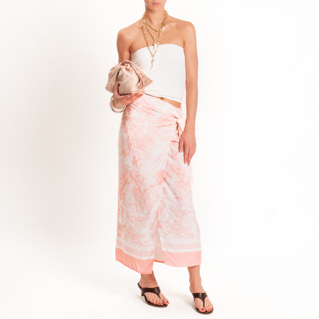 Tensione in-Gonna pareo fantasia toile de jouy - rosa/latte