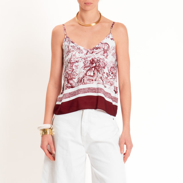 Tensione in-Top fantasia toile de jouy bretelle regolabili - india/latte