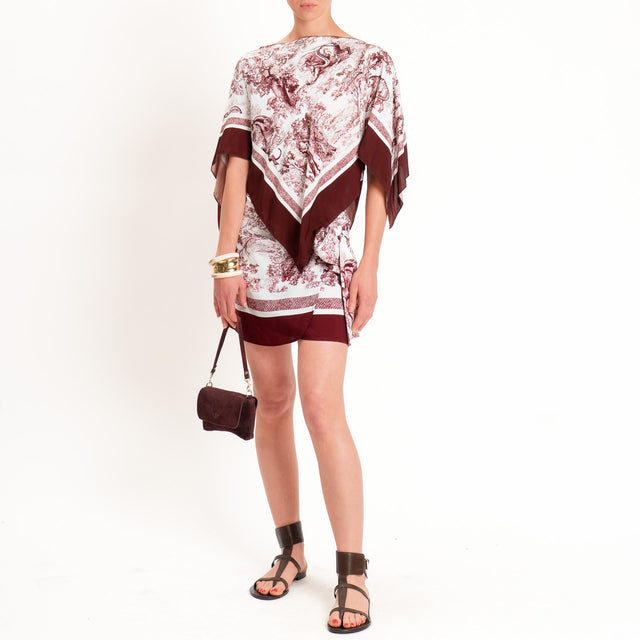 Tensione in-Poncho fantasia toile de jouy - india/latte