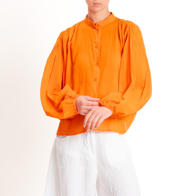 Tensione in-Camicia in mussola collo coreana - arancio