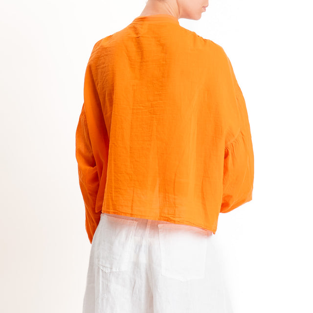 Tensione in-Camicia in mussola collo coreana - arancio