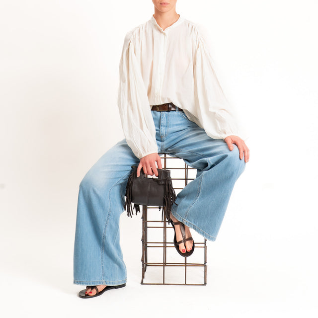 Tensione in-Camicia in mussola collo coreana - burro