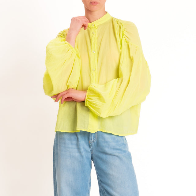 Tensione in-Camicia in mussola collo coreana - lime
