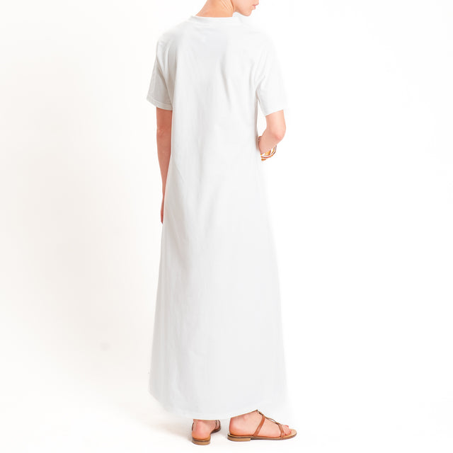 Tensione in-Abito girocollo mezza manica jersey di cotone - bianco
