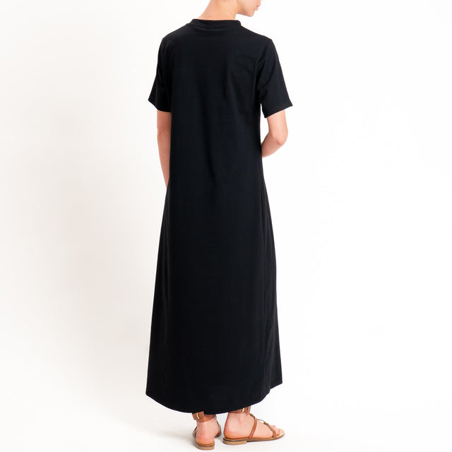 Tensione in-Abito girocollo mezza manica jersey di cotone - nero