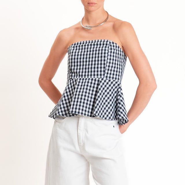 Tensione in-Top a fascia fantasia vichy - nero/bianco