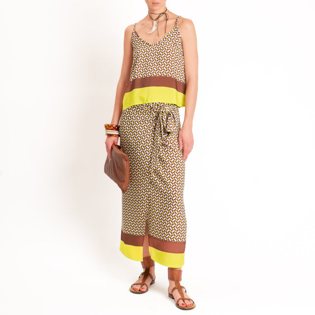 Tensione in-Gonna pareo fantasia geometrica - choco/lime