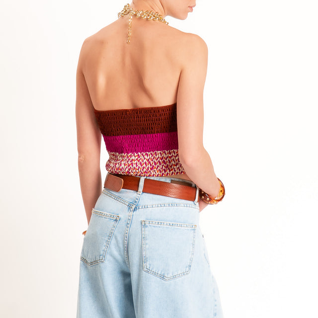 Tensione in-Top fascia fantasia geometrica - fucsia/burro
