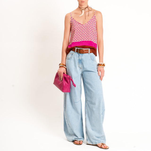 Tensione in-Top fantasia geometrica - fucsia/burro