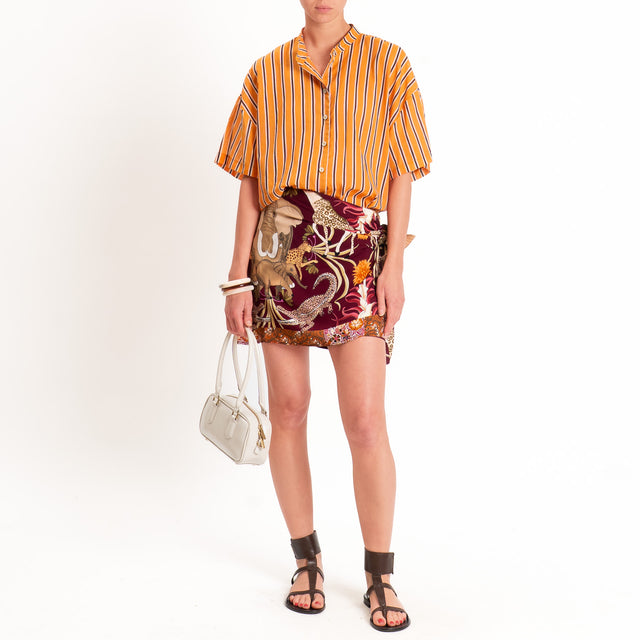 Tensione in-Gonna corta pareo fantasia jungle - vino/beige/burro