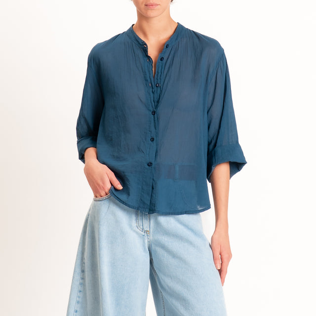 Tensione in-Camicia mussola manica 3/4 - Blu