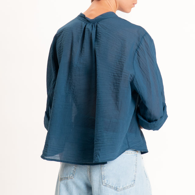 Tensione in-Camicia mussola manica 3/4 - Blu