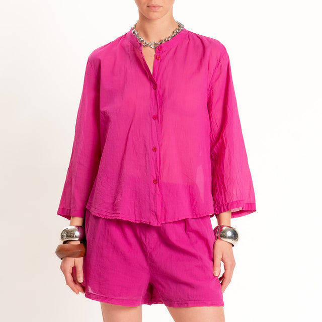 Tensione in-Camicia mussola collo coreana manica 3/4 - magenta