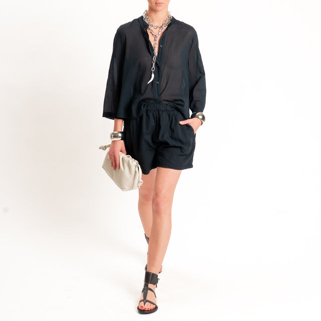 Tensione in-Shorts in mussola elastico in vita - Nero