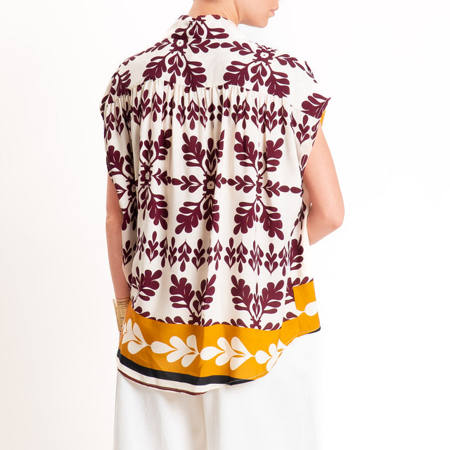 Tensione in-Camicia smanicata fantasia - burro/vino/senape