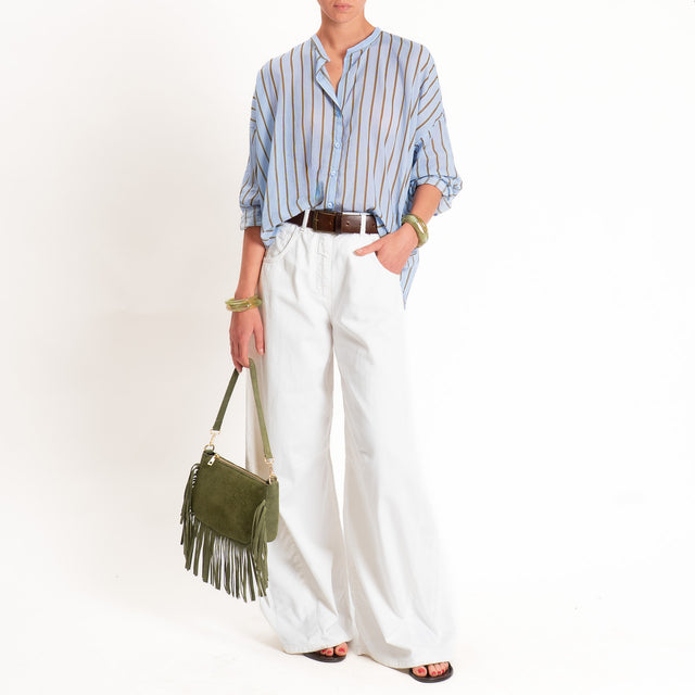 Tensione in-Camicia mussola a righe - celeste/choco