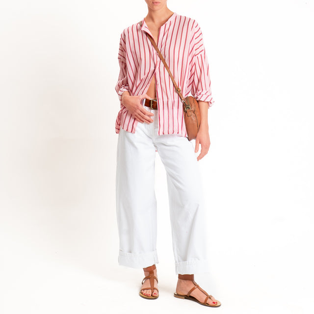 Tensione in-Camicia mussola a righe - rosa/fucsia