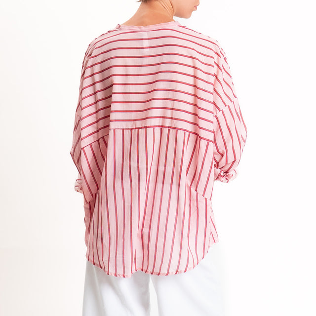 Tensione in-Camicia mussola a righe - rosa/fucsia