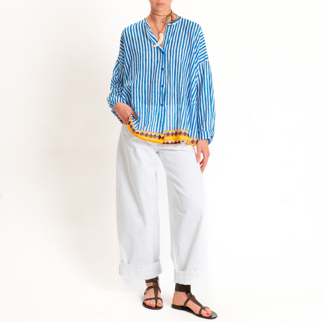 Tensione in-Camicia mussola righe - latte/royal