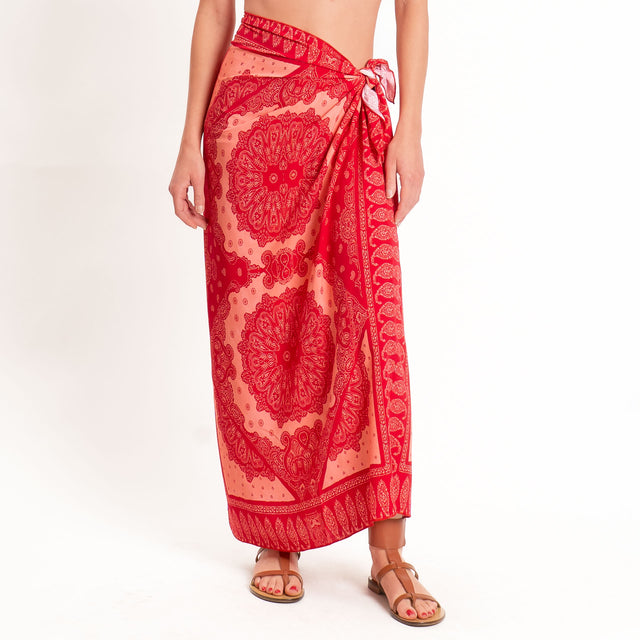 Tensione in-Gonna pareo fantasia bandana - fucsia/arancio