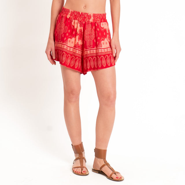Tensione in-Shorts fantasia bandana con elastico - fucsia/arancio
