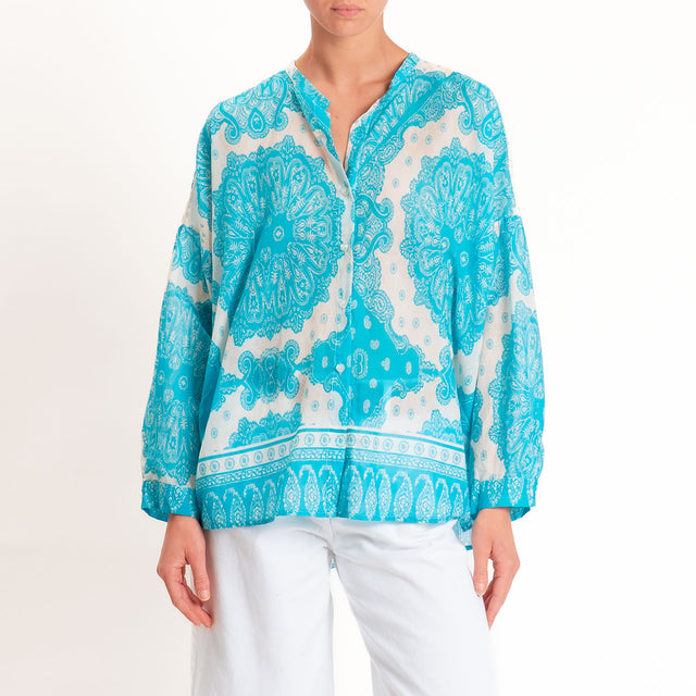 Tensione in-Camicia mussola fantasia bandana - turchese/latte