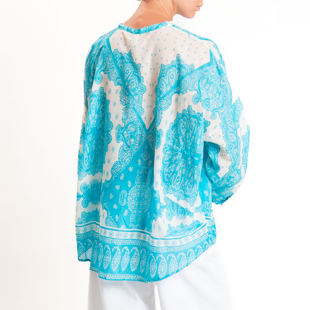 Tensione in-Camicia mussola fantasia bandana - turchese/latte