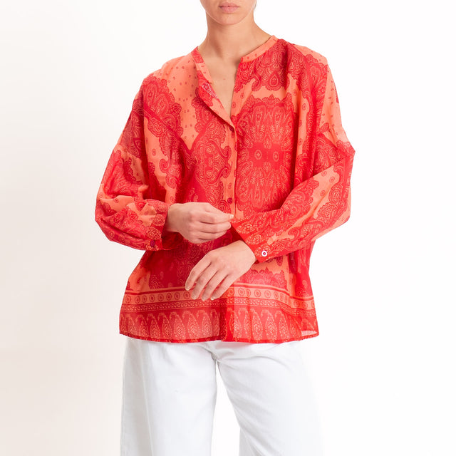 Tensione in-Camicia mussola fantasia bandana - fucsia/arancio