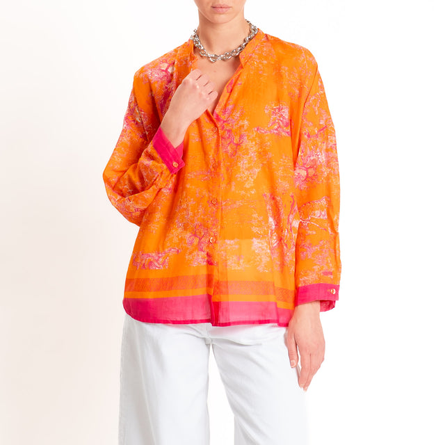 Tensione in-Camicia fantasia toile de jouy - arancione/malva