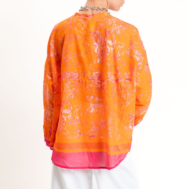 Tensione in-Camicia fantasia toile de jouy - arancione/malva