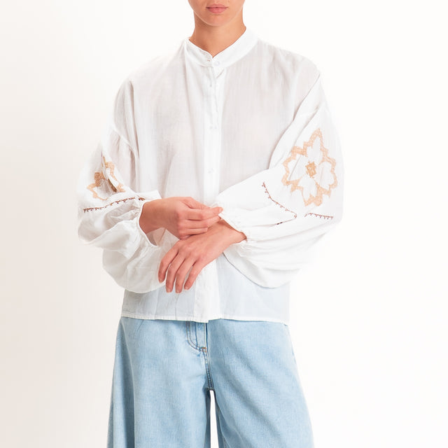 Tensione in-Camicia mussola manica palloncino con - bianco/beige
