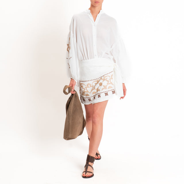 Tensione in-Camicia mussola manica palloncino con - bianco/beige