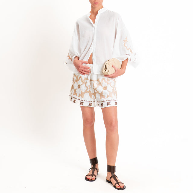 Tensione in-Camicia mussola manica palloncino con - bianco/beige