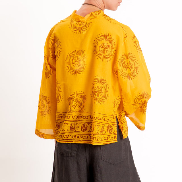 Tensione in-Camicia mussola fantasia sole - giallo