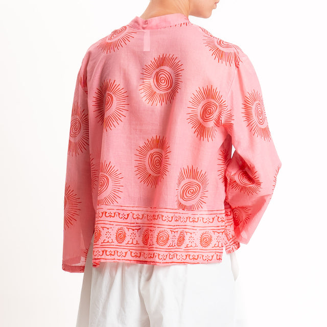 Tensione in-Camicia mussola fantasia sole - rosa