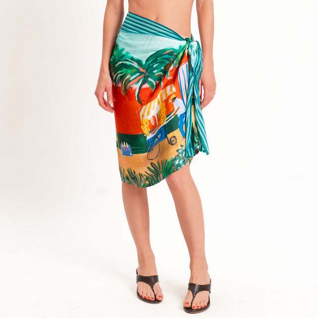 Tensione in-Gonna pareo fantasia - acqua/orange/verde