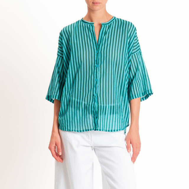 Tensione in-Camicia mussola a righe - acqua/verde