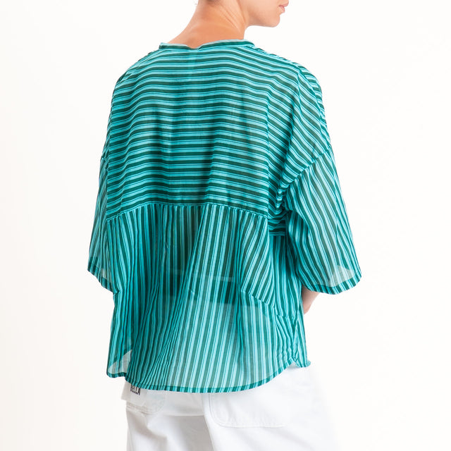 Tensione in-Camicia mussola a righe - acqua/verde