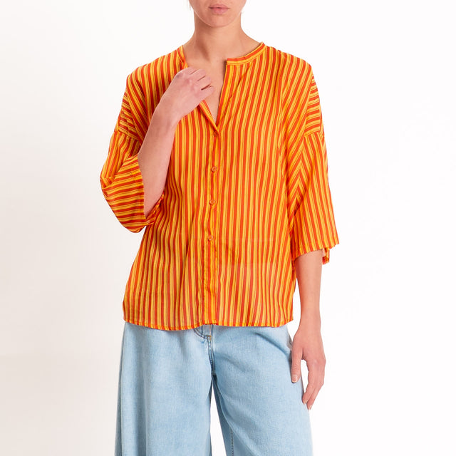Tensione in-Camicia mussola a righe - arancio/rosso